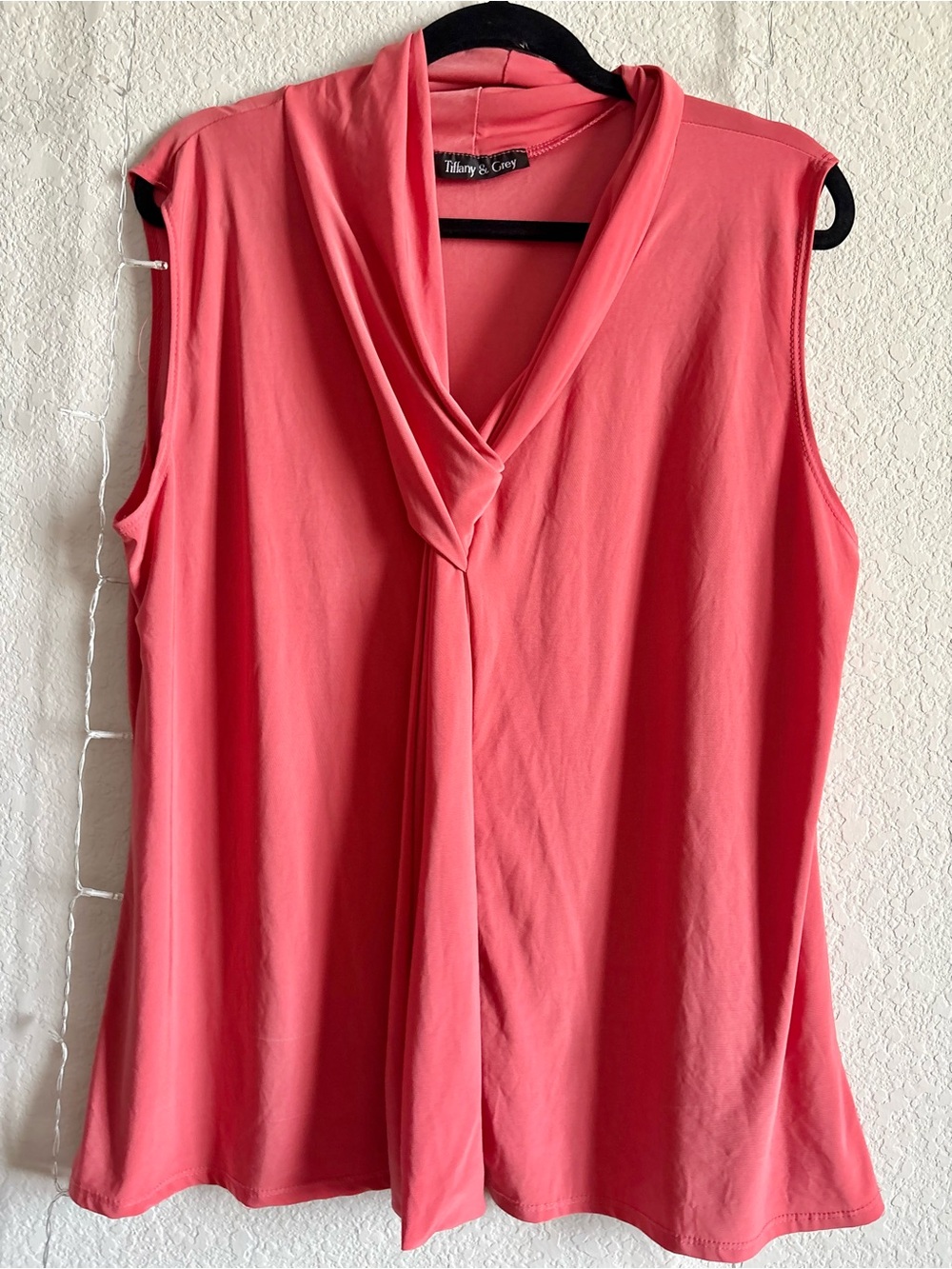 Women's Coral Sleeveless Draped Neck Top